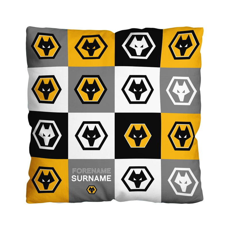 Wolves FC Chequered Personalised Cushion