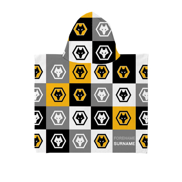 Wolves - Chequered Kids Hooded Towel - Officially Licenced