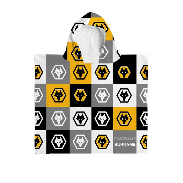 Wolves - Chequered Kids Hooded Towel - Officially Licenced