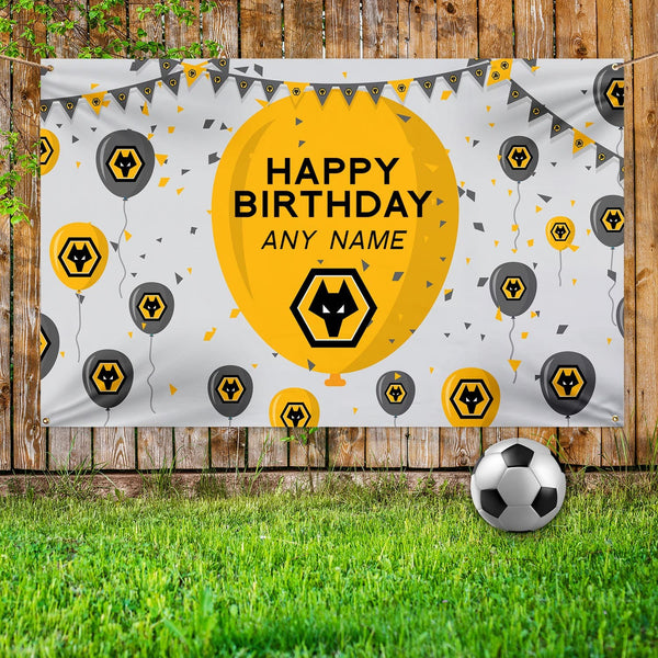 Personalised Football Gifts Fabric Banner Wolves FC