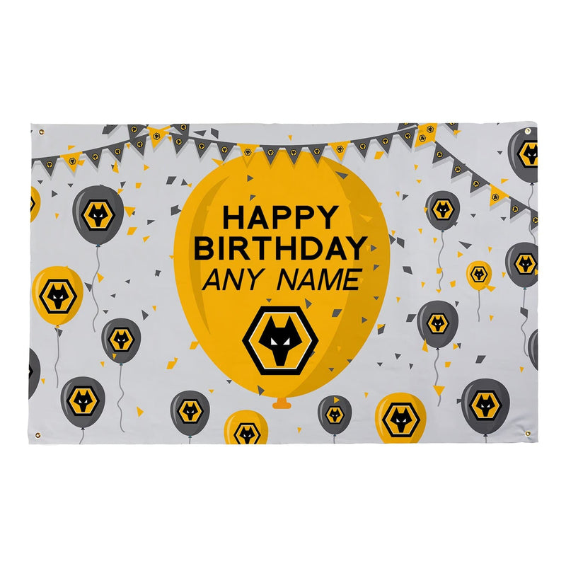 Party Balloons Design Happy Birthday Banner Wolves FC