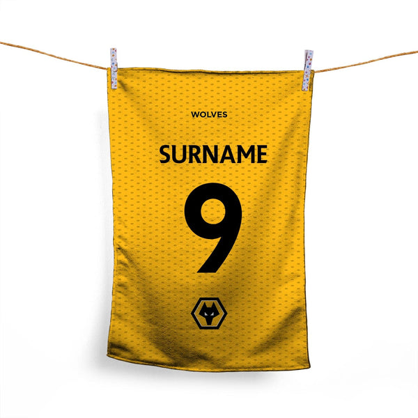 Wolves FC - Name and Numer Personalised Tea Towel - Officially Licenced