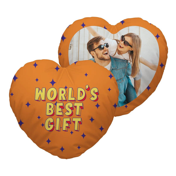 Worlds Best Gift - Heart Shaped Photo Cushion