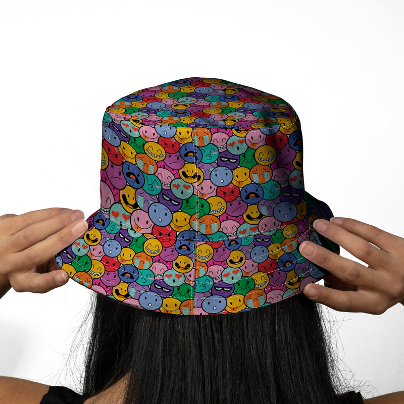 Colourful Emoticons Custom Bucket Hat