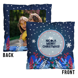 Personalised Text and Photo - Winter Florals - 45cm Cushion