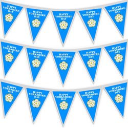 Yorkshire Rose - Happy Yorkshire Day - 3m Fabric Bunting With 15 Individual Triangles