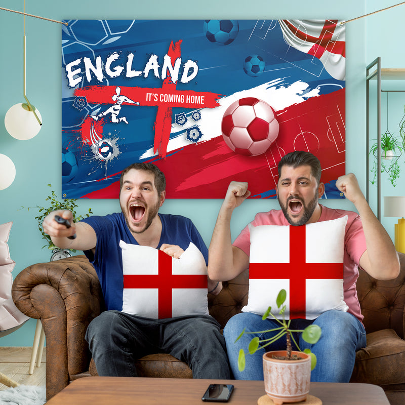 England Abstract Art - Euro's - Personalised 5ft x 3ft Fabric Banner