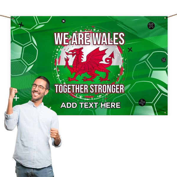 Wales - Together stronger - World Cup - Personalised 5ft x 3ft Fabric Banner