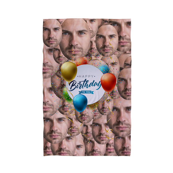 Happy Birthday 2 - Faces All Over - Personalised Beach Towel
