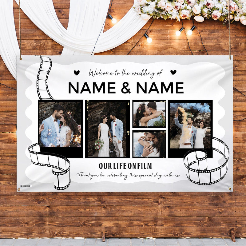 Personalised Fabric Photo Banner 5ft x 3ft - Wedding Film