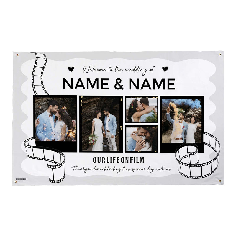 Personalised Fabric Photo Banner 5ft x 3ft - Wedding Film