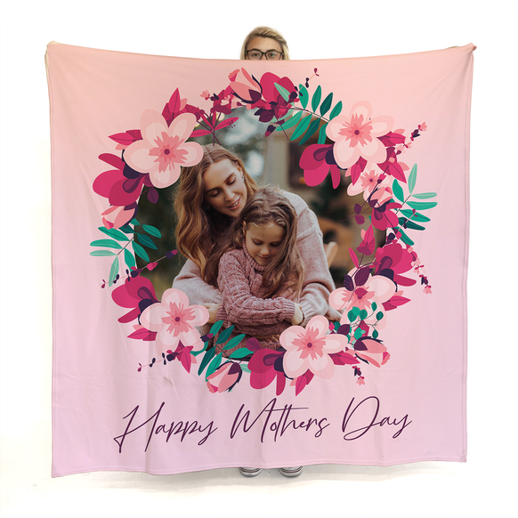 Happy Mothers Day Pink - Photo Fleece Blanket