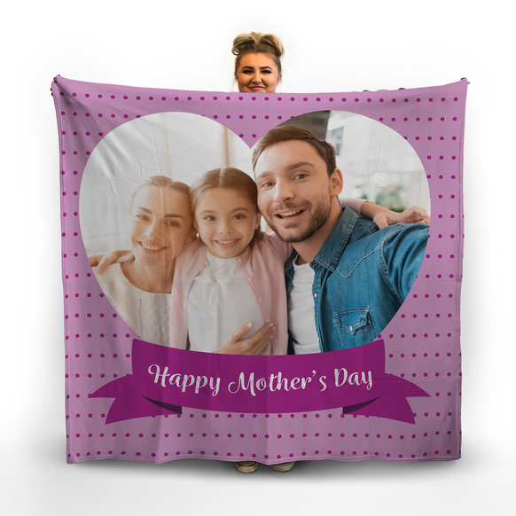 Happy Mothers Day Purple - Photo Fleece Blanket