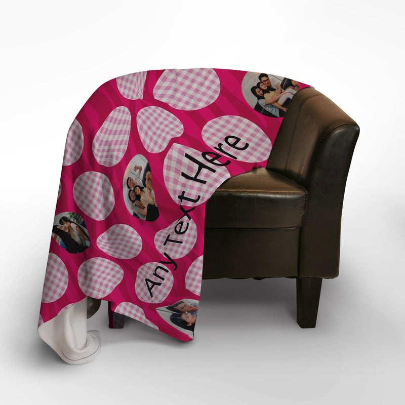 Personalised Pink Polka Dot - 10 Photo -  Photo Fleece Blanket