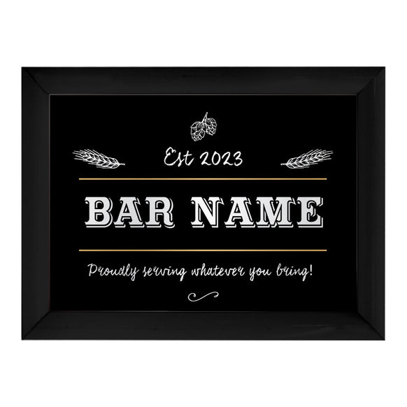 Personalised Proudly Serving Bar - A4 Metal Sign Plaque 