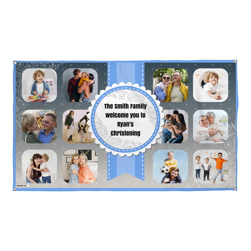 Any Occasion Photo Banner - Blue Rosette - Edit text - 5FT X 3FT