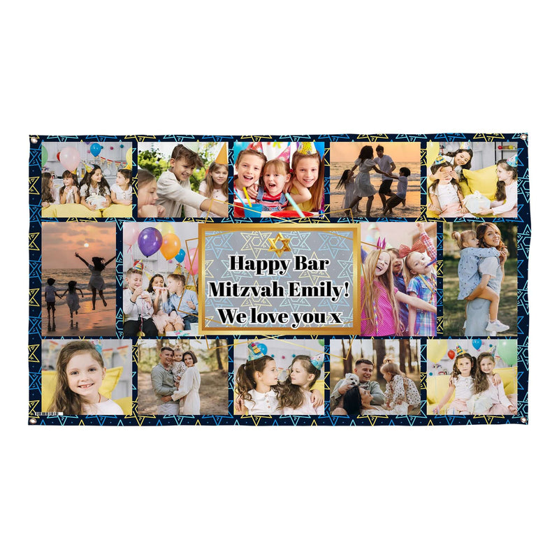 Bar Mitzvah Photo Banner 5FT X 3FT - Ready To Hang, Fabric Banner